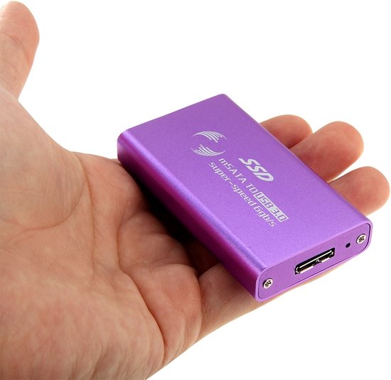 6 gb / s mSATA Solid State Disk SSD naar USB 3.0 harde schijfbehuizing (paars)