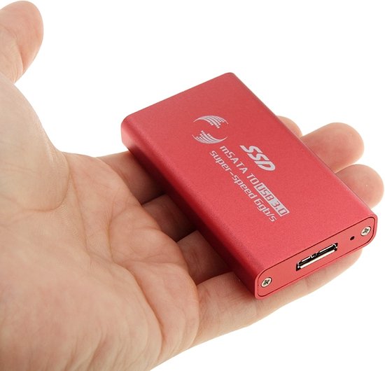 6 gb / s mSATA Solid State Disk SSD naar USB 3.0 harde schijfbehuizing (rood)