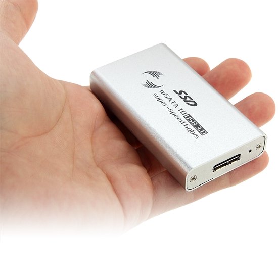 6 gb / s mSATA Solid State Disk SSD naar USB 3.0 harde schijfbehuizing (zilver)