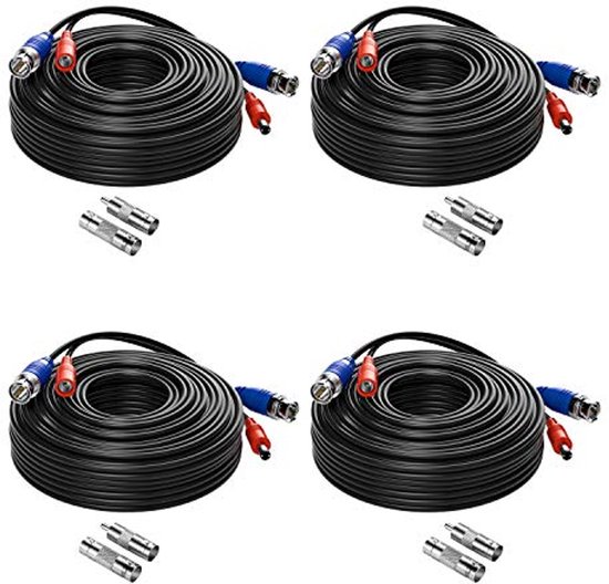 60ft Video Power Cable BNC DC Extension Kabel voor CCTV Beveiligingscamera van Merkloos