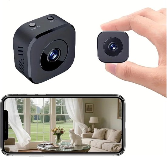 6K draadloze WiFi 2.4G mini-beveiligingscamera met bewakings-, beveiligings- en afstandsbedieningsfuncties, nachtzichtmogelijkheid, geschikt voor slimme woningen (zwart - kaart niet inbegrepen). van Merkloos