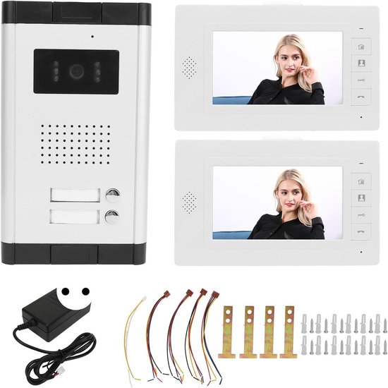 7 Inch TFT-monitor 2 Binnenunits 2-weg Video-intercomsysteem voor Villa - Videodeurbel met AC100-240V (EU-stekker) . van VIDEOTEC