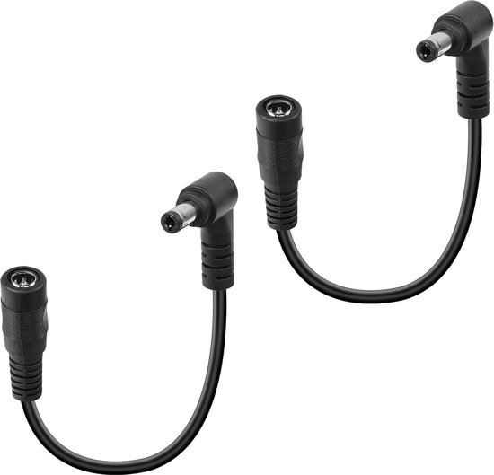 90 graden DC verlengkabel set van 2 – 12V CCTV DC5.5x2.1mm haakse mannelijke naar vrouwelijke adapter, verlengkabel voor bewakingscamera van Ewent