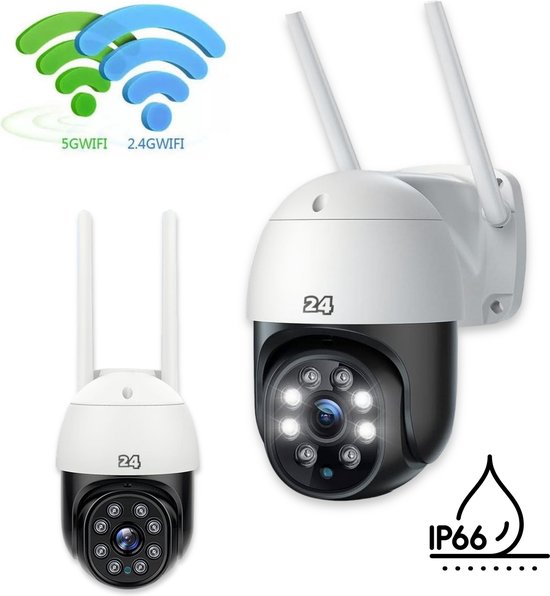 Activ24™ - Dual band WiFi camera met nachtzicht voor binnen en buiten - 2.4ghz & 5ghz - Draadloze beveiligingscamera - Securitycamera - incl. geheugenkaart en verlengkabel van Activ24™