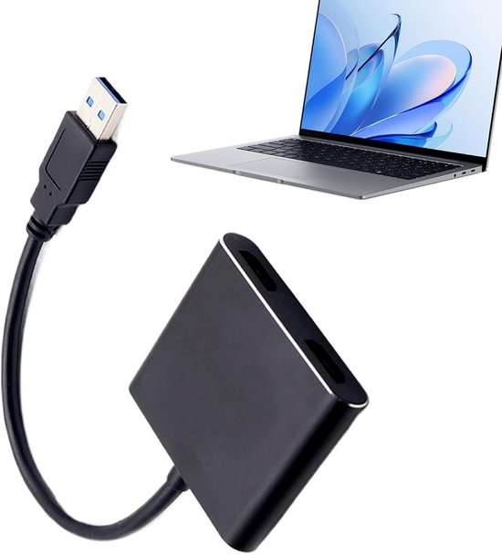 Adapter USB naar HD - Beeldschermconverter - Extra Scherm - Plug and Play - 1920x1080 - Zwart
