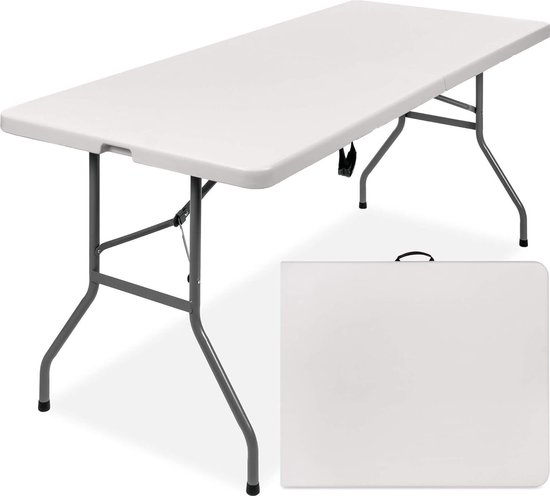 ADSafety Inklapbare Tafel - Campingtafel - Klaptafel - Vouwtafel Buiten - Tuintafel - 180 x 74 x 74 cm - Wit van ADSafety
