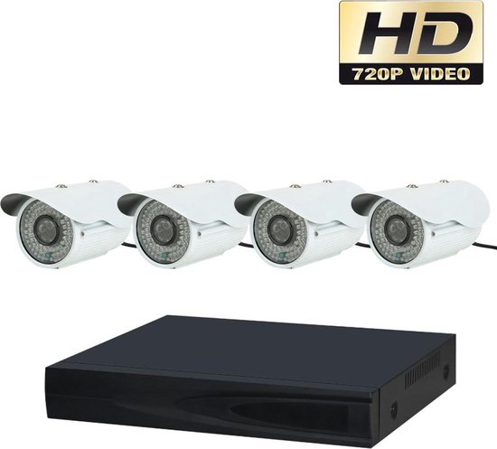 AHD 720P Beveiligingscamera set met 4 Cameras Outdoor Buiten van Merkloos