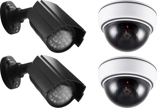 Alecto DC-KIT - Dummy Camera's 4 stuks - Diefstal Preventie set met binnen- en buitencamera's en stickers van Alecto