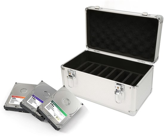 Allecto - Harde-schijfkoffer - 10-bay opslag - Aluminium - Multi-bescherming - Ideale opbergdoos voor 3,5 inch harde schijven - Geschikt voor... van Merkloos