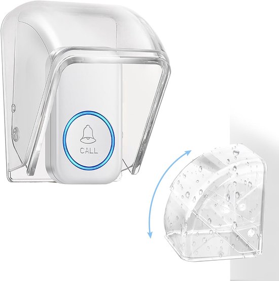 Allecto Plus - Transparante Buiten Deurbel Hoes Flip Top Waterdichte Cover voor Deurbel Knop Draadloze Deurbel Belknop Draadloze Deurbel Buiten Deurbel (9.6x6.3x6.3cm)