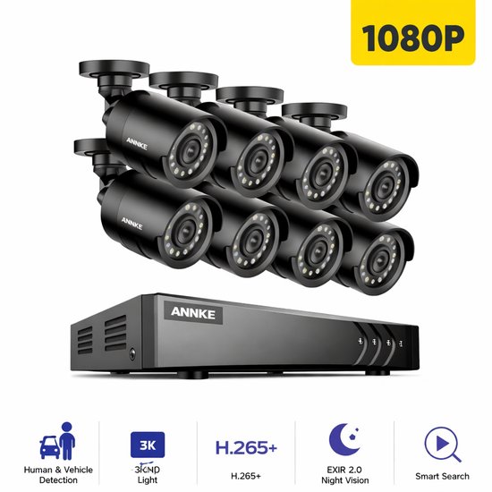 Allero Beveiligingcamera's - 8x Beveiligingcamera - Beveiligingscamera draadloos buiten - Wifi - Nachtzicht - Video en Audio-opname