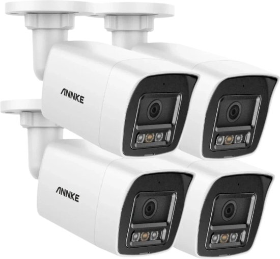 Annke - i91DD - Beveiligingscamerasysteem - 12MP - Openlucht - Bewakingscamera - Beveiligingscamera - Beveiligingscamerasysteem - 4 stuk - Kleurennachtzicht - Wit van Annke