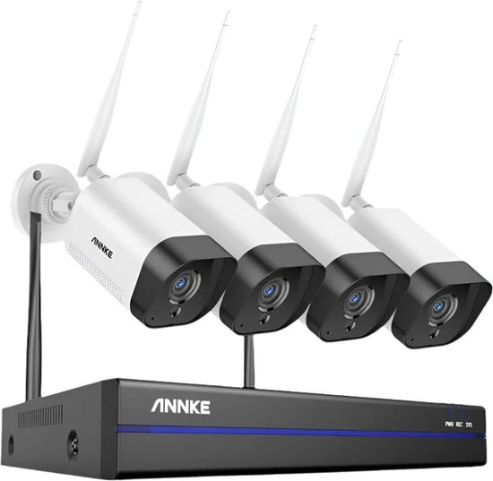 Annke - N48WHR+54CN - Beveiligingscamerasysteem - 5MP - Openlucht - Bewakingscamera - Beveiligingscamera - Beveiligingscamerasysteem - 4 stuk - NTSC,PAL - CMOS - Wit van Annke