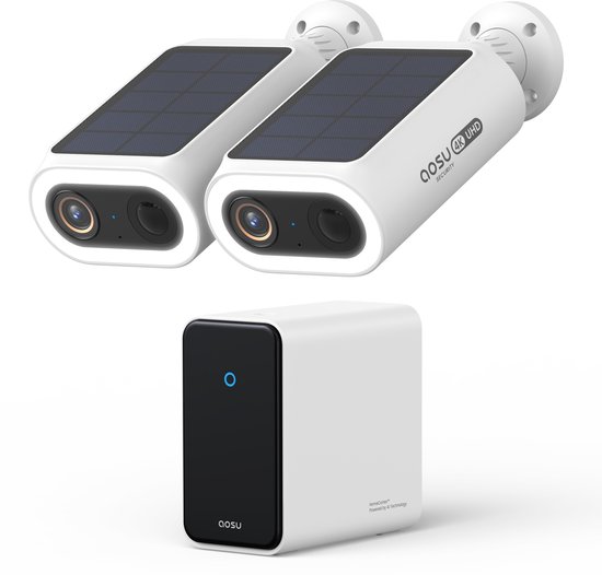 AOSU 4K SolarCam P1 Max - 2 Beveiligingscamera's - Gezichtsherkenning - Zonne-energie - 2-Weg Audio van Merkloos