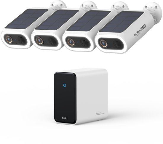 AOSU 4K SolarCam P1 Max - 4 Beveiligingscamera's - Gezichtsherkenning - Zonne-energie - 2-Weg Audio