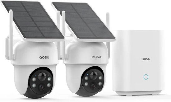 AOSU SolarCam D1 Classic Kit - 2 Beveiligingscamera's met 2K Resolutie - 360° Zicht & AI Tracking van Merkloos