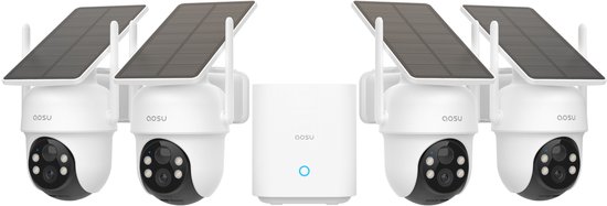 AOSU SolarCam D1 Classic Kit - 4 Beveiligingscamera's met 2K Resolutie - 360° Zicht & AI Tracking van Aosu
