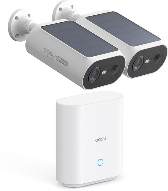 AOSU SolarCam P1 SE - 2 Beveiligingscamera's met 2K Resolutie - Zonne-energie - 2-Weg Audio - AI van Merkloos