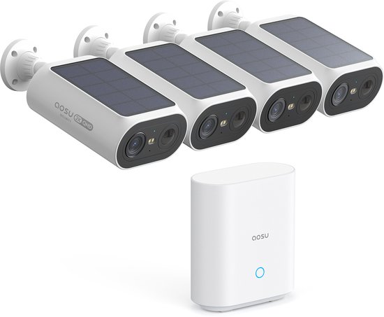 AOSU SolarCam P1 SE - 4 Beveiligingscamera’s met 2K Resolutie - Zonne-energie - 2-Weg Audio - AI