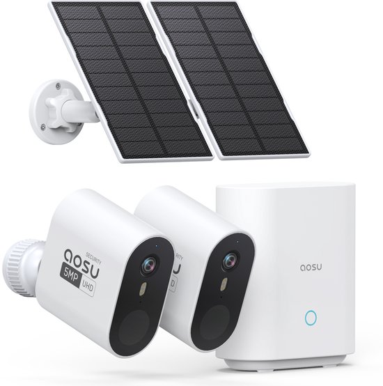 AOSU SolarCam System Max - 2 Beveiligingscamera’s - 2K Resolutie - Zonne-energie - Draadloos - 32GB van Aosu