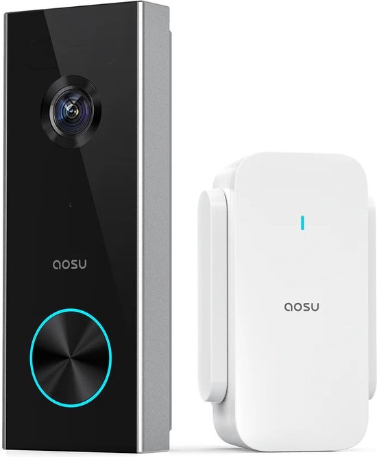 AOSU Video Doorbell Pro - 2K Video Deurbel met AOSUBase - Anti-diefstal Alarm - Google & Alexa