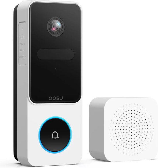 AOSU Video Doorbell SE - 2K Video Deurbel - AI Bewegingsdetectie - 170° Groothoek - Google & Alexa van Aosu