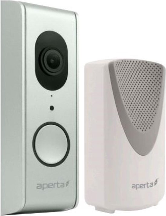 Aperta draadloze video deurbel, Wi-Fi deurbel met camera en app, kleur zilver, APWIFIDS2 van Aperta