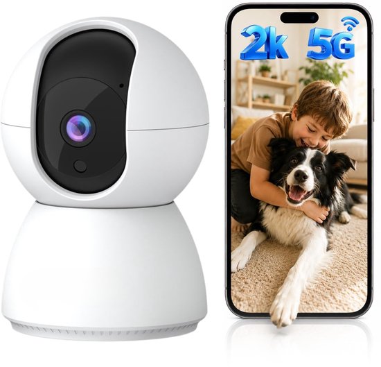 ApexArte® 5G WiFi Beveiligingscamera - Binnen Camera Huisdier Camera - Huisbewaking - Wit