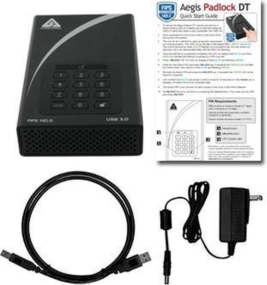 Apricorn Aegis Padlock DT FIPS USB3.0 6TB externe harde schijf 6000 GB Zwart van Merkloos