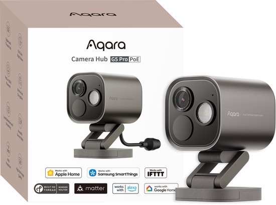 AQara, Hub G5 Pro Buitencamera (PoE) met 2.6K kleuren Nocturnal Vision IA, Grijs van Aqara