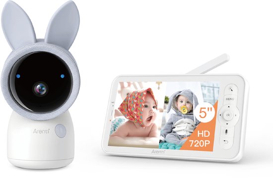Arenti AINanny 4MP - Baby Monitor - Wifi Babyfoon met 5 inch scherm - Ultra HD 2K Resolutie - Met App - Slaapliedjes - Alexa & Google - Dual Band Wifi - Melding Bij Beweging En Geluid - Op Afstand Beweegbaar van Merkloos