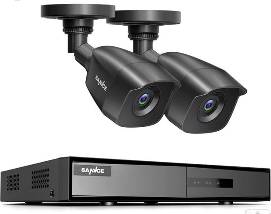 Ariko Sannce Camera CCTV systeem,2 x Zwarte hoge kwaliteit 3MP beveiliging camera's, Nachtzicht 25 mtr, Online opgenomen en live beelden bekijken, inclusief 1TB harde schijf - Nederlandstalige helpdesk van Ariko