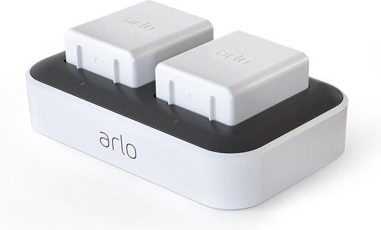 Arlo dual acculader (wit) - dual ACCULADER - Arlo Gecertificeerd Accessoire - acculader voor Arlo camera's - 2 accu's - Compatibel met Arlo Ultra 2, Ultra, Pro 5, Pro 4, Pro 3 beveiligingscamera's - VMA5400C-100EUS