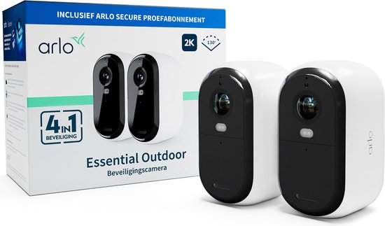 Arlo Essential 2K draadloze beveiligingscamera voor buiten - 2 IP-Camera's van Arlo