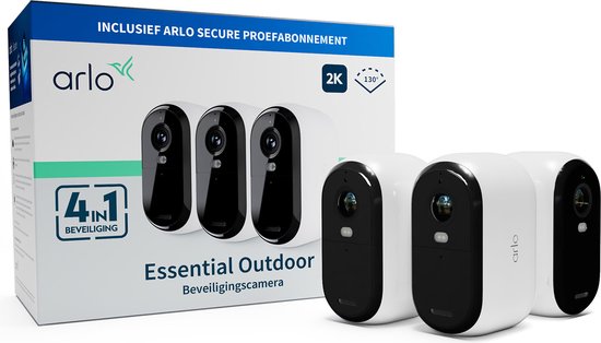 Arlo Essential 2K draadloze beveiligingscamera voor buiten - 3 IP-Camera's van Arlo