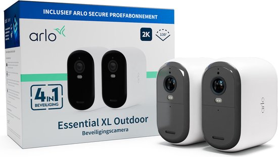 Arlo Essential 2K XL draadloze beveiligingscamera voor buiten - 2 IP-Camera's van Arlo