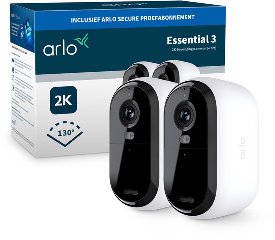 Arlo Essential3 2K beveiligingscamera - 2 IP-Camera's van Merkloos