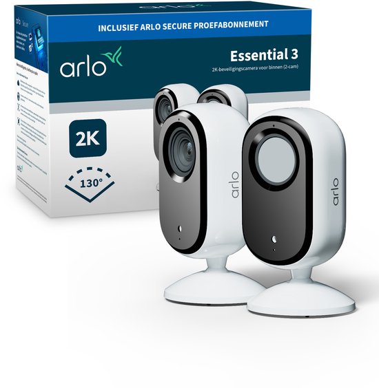 Arlo Essential3 2K beveiligingscamera voor binnen - 2 IP-Camera's van Arlo