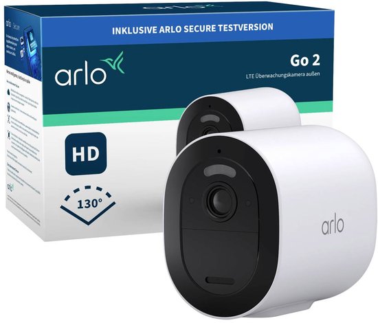 Arlo Go 2 3G/4G LTE draadloze beveiligingscamera voor buiten, SIM-kaart of WiFi, 1080p HD, 130˚ kleurennachtzicht, sirene & spotlight, bewegingsdetectie, 2-weg-audio, incl. proefp. Arlo Secure, 1 IP-Camera, wit van Merkloos