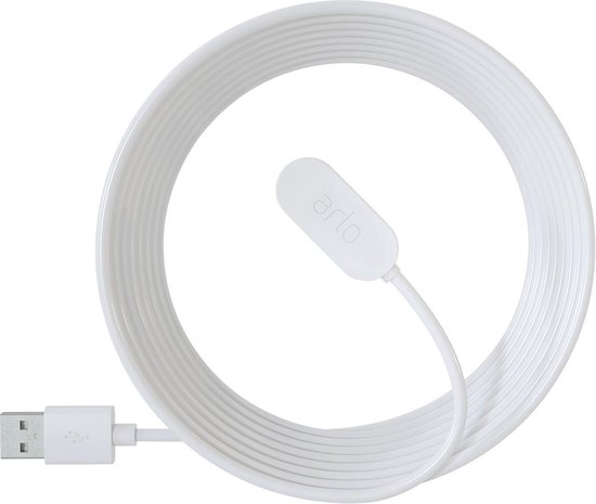 Arlo magnetische stroomkabel voor binnen (wit) - STROOMKABEL - Arlo Gecertficieerd Accessoire - 2,4 m magnetische stroomkabel - Compatibel met Arlo Ultra 2 (+XL), Pro 5, Pro 4 (+XL), Pro 3, Go 2 beveiligingscamera's & floodlight - VMA5000C-100EUS van Arlo