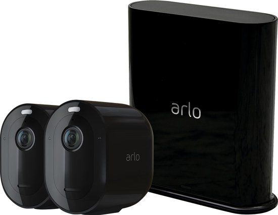 Arlo Pro 3 draadloze WiFi-beveiligingscamera voor buiten, 2K HDR, 160˚ kleurennachtzicht, sirene & spotlight, bewegingsdetectie, 2-weg-audio, 6 mnd batterij, incl. proefp. Arlo Secure,2 IP-Camera's incl. Smart Hub (lokale opslag), zwart van Merkloos