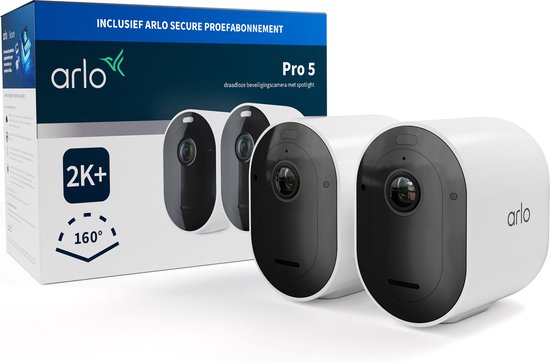 Arlo Pro 5 2K+ draadloze beveiligingscamera voor buiten - 2 IP-Camera's, wit van Arlo