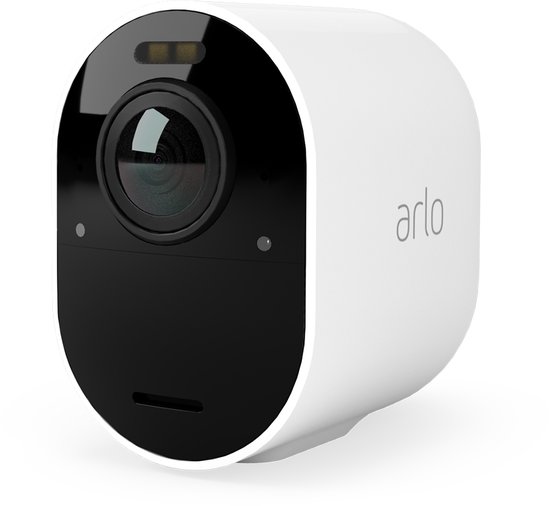 Arlo Ultra 2 draadloze WiFi-beveiligingscamera voor buiten, 4K UHD, 180˚ kleurennachtzicht, sirene & spotlight, bewegingsdetectie, 2-weg-audio, 6 mnd batterij, excl. Smart Hub, incl. proefp. Arlo Secure, 1 IP-Camera, wit van Arlo