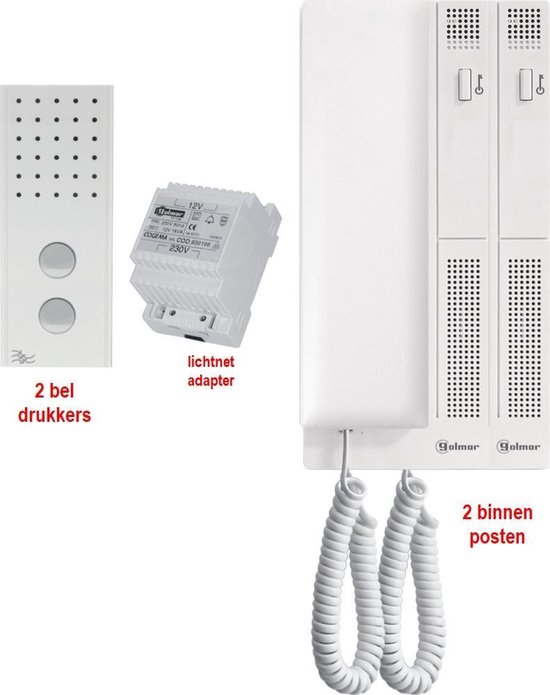 Audio DEURINTERCOM A-Style-02 - complete set met 2x beldrukker en 2x binnentoestel - bedraad
