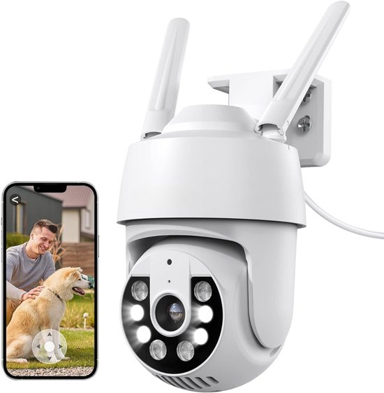 Aurixi® Camerabewaking Draadloos - Camera - Beveiligingscamera Draadloos Buiten - Wit - 17cm x 9cm x 16cm