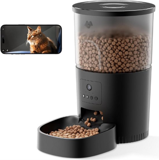 Automatische Voederdispenser Voor Katten Met Camera - 1080p HD - Voerdispenser Voor Honden - 2,4G WiFi - 1-10 Maaltijden - 3L - Anti-Verstoppingstechnologie - App-Bediening van Pawspal