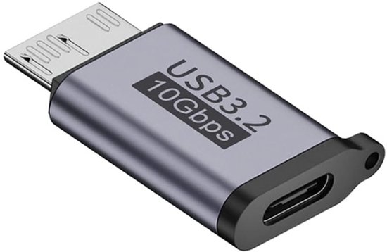 Aventrix USB-C naar Micro USB 3.0 Adapter – 10Gbps – Voor Externe Harde Schijf HDD/SSD – Verloopstekker – Geschikt voor Externe Harde Schijf / Seagate / WD / My Passport / Laptop / MacBook / Tablet van Merkloos