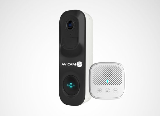Avicam™ Video Deurbel met binnen gong/bel – WiFi, Accu, gratis cloud opslag en app. van Merkloos