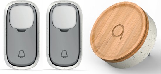 Avidsen 102498 draadloze en kinetische deurbel bamboe + 2 beldrukkers batterijloos met naambord