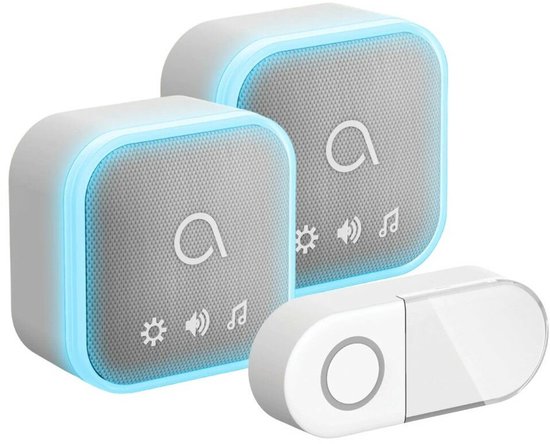 Avidsen 102508-2 Sona-T Battery draadloze deurbel met 2 ontvangers op batterijen